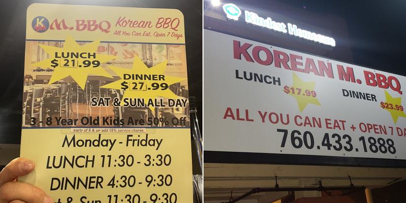 KM BBQ Menu