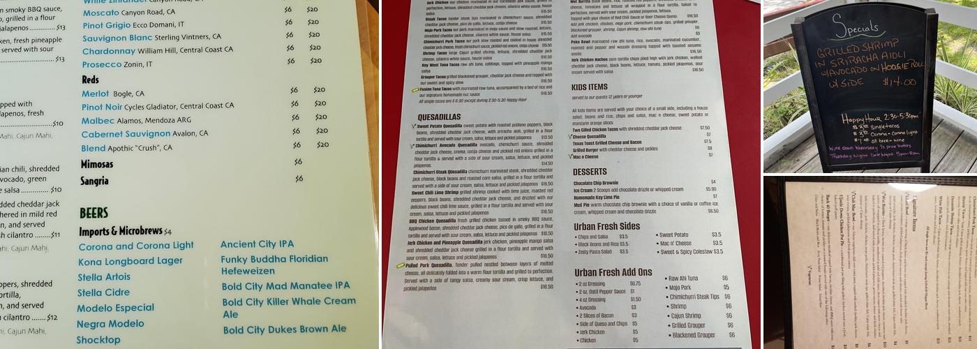 Back 40 Urban Cafe Menu