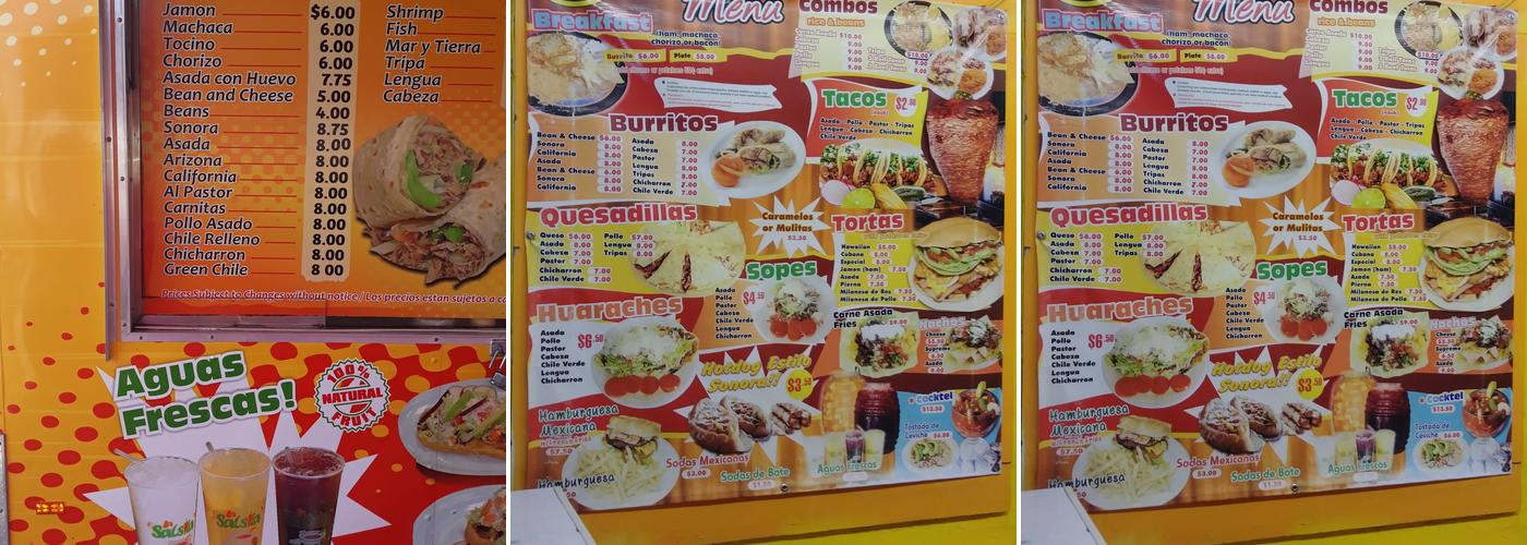 Salsitas Menu
