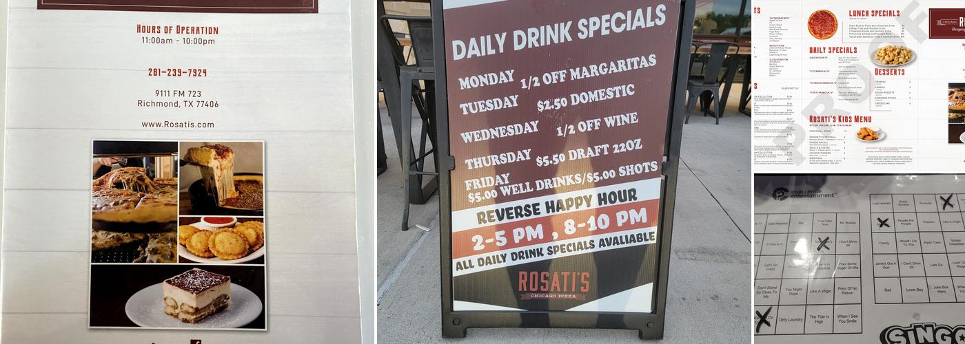 Rosati’s Pizza Bar Menu