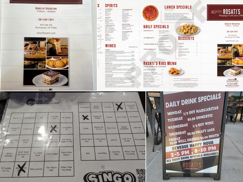 Rosati’s Pizza Bar Menu