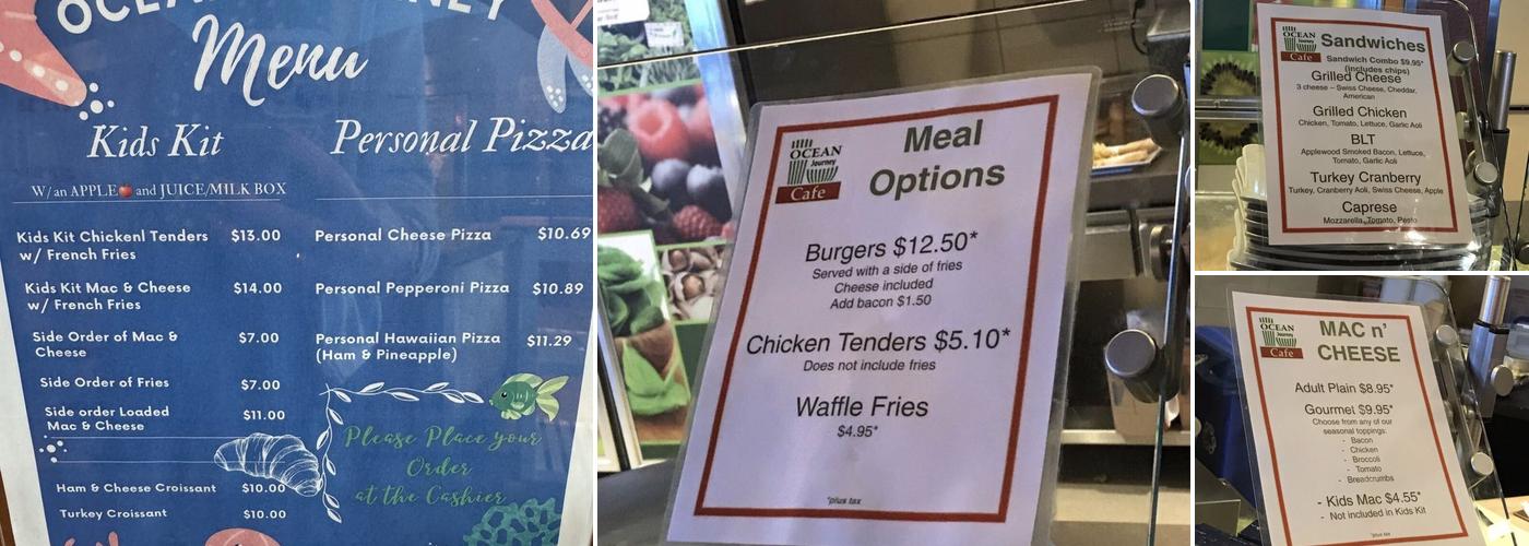 Ocean Journey Cafe Menu