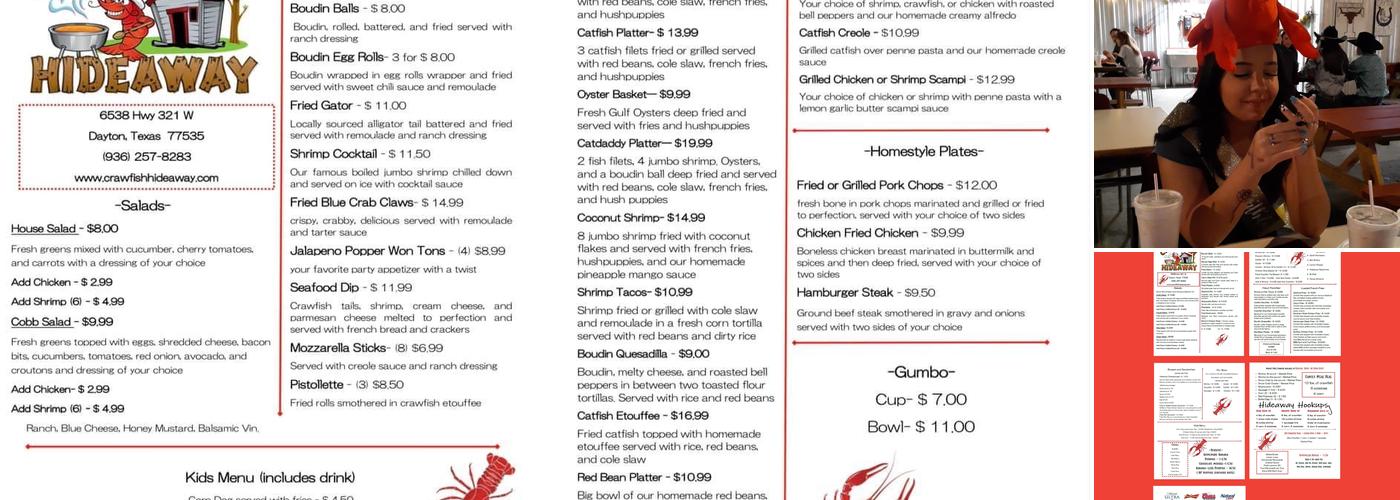 Crawfish Hideaway #2 Menu