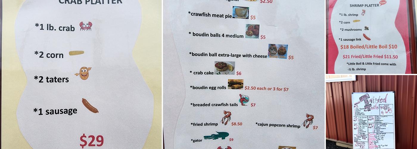 Twisted Tails Crawfish Menu