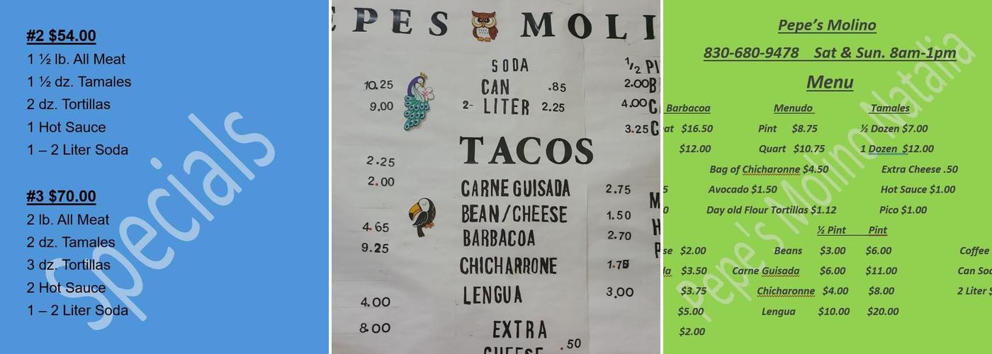 Pepe's Molino II Menu