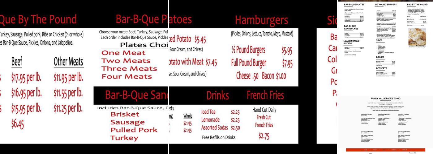 Teague's Bar-B-Que Menu