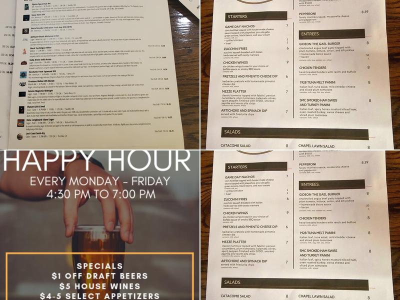 The 1928 Pub Menu