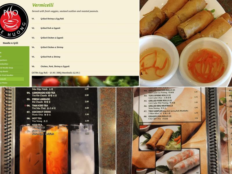 Pho Que Huong Menu