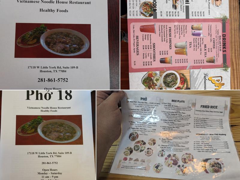 Pho 18 Menu