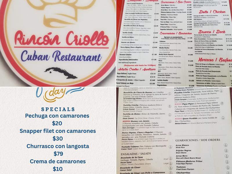 Rincon Criollo Menu