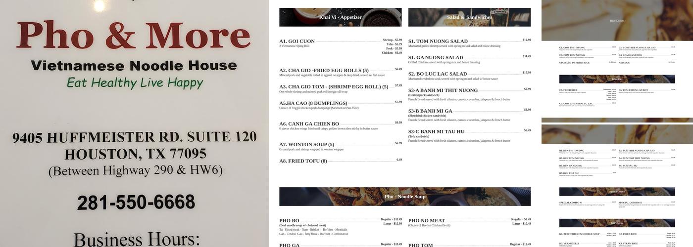 Pho & More Menu