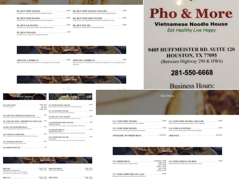 Pho & More Menu