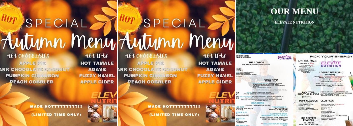 Elevate Nutrition Menu
