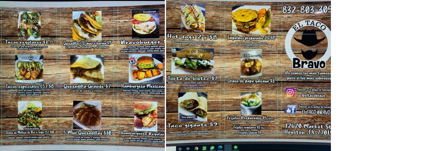 Taco Bravo Menu