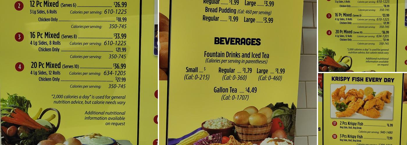 Hartz Chicken Buffet Menu