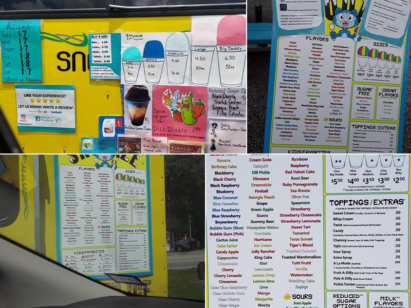 SnoDaze Shaved Ice Menu