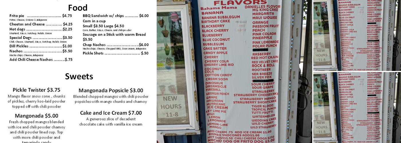Maggie's Snow Cones and Ice Cream Menu