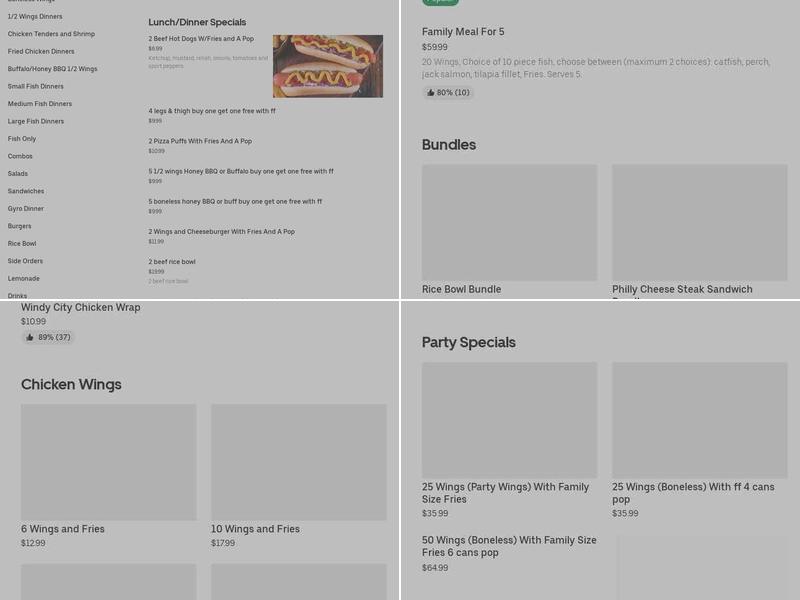 Tony's Steak Gyros & Beef Menu