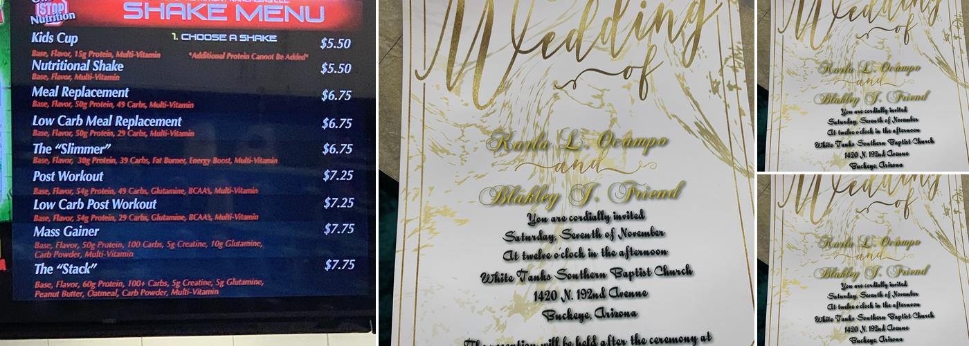 One Stop Nutrition Menu