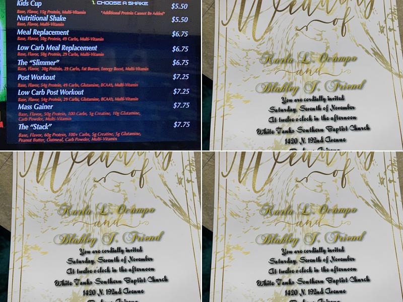 One Stop Nutrition Menu