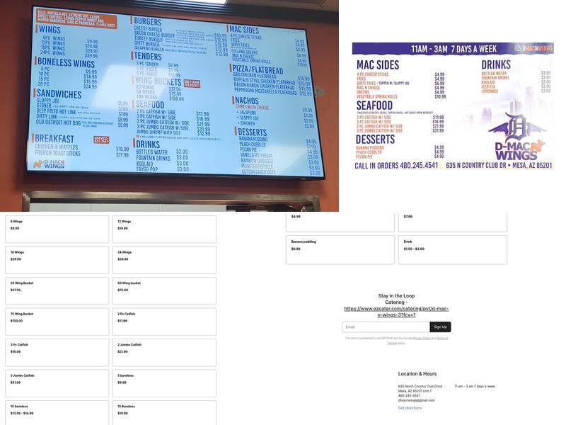 DMac & Wings Menu