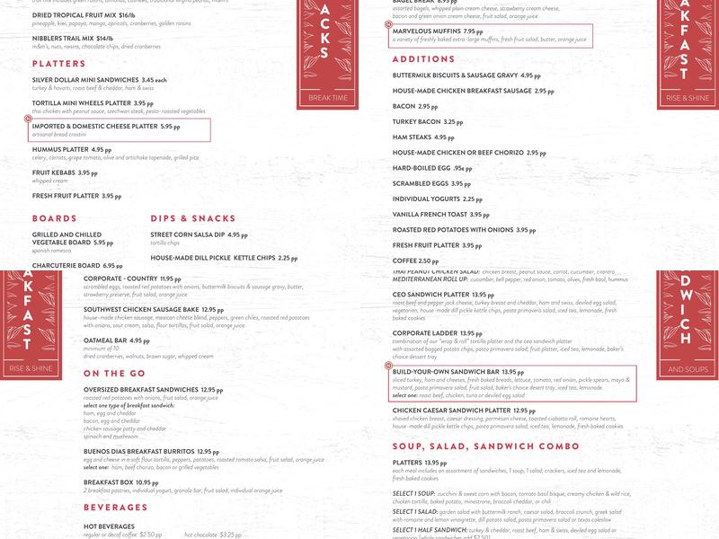 M Culinary Concepts Menu