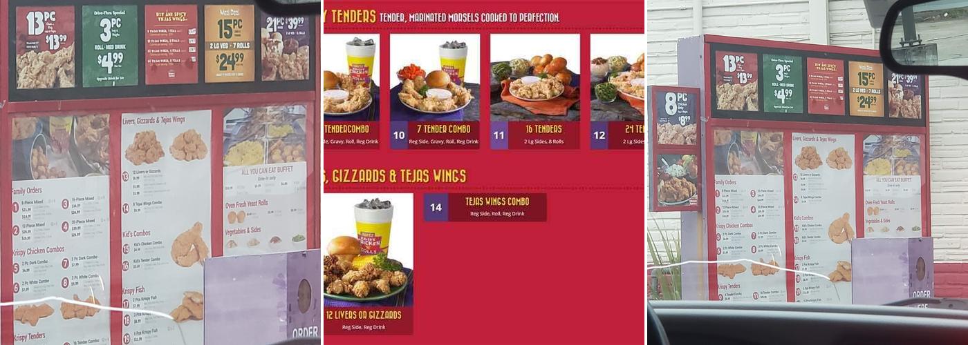 Hartz Chicken Buffet Menu