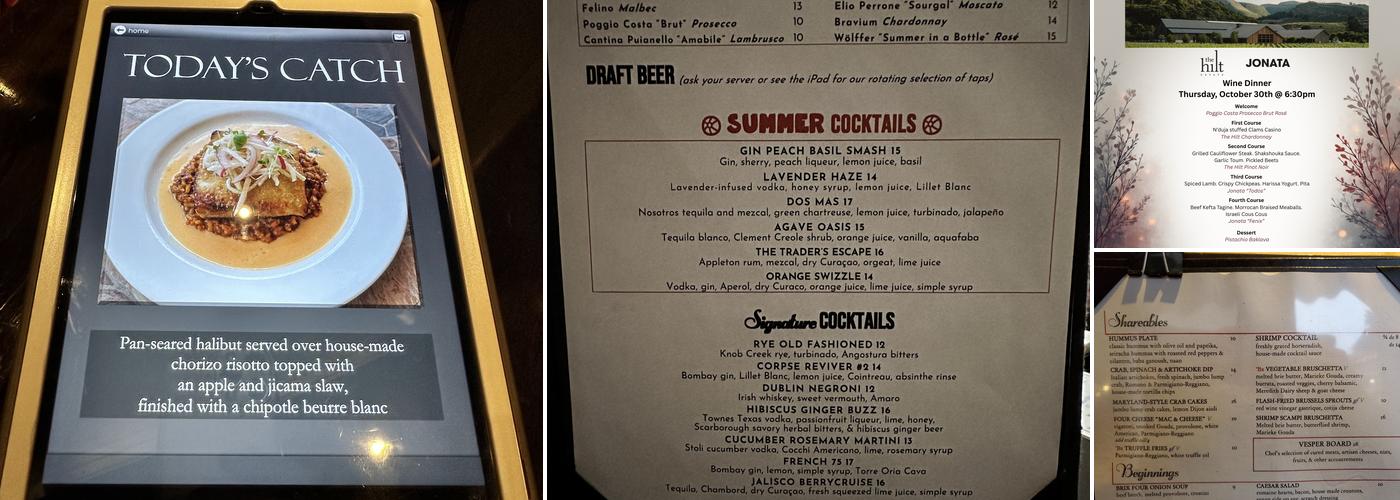 BRIX Wine Cellars Menu