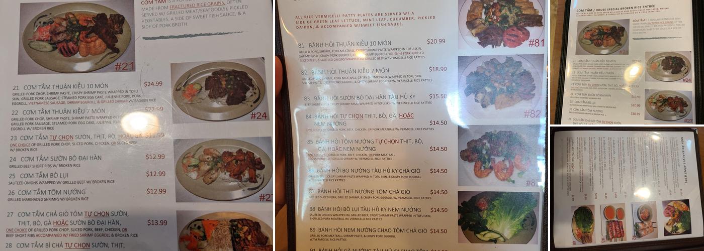 Com Tam Thuan Kieu Menu