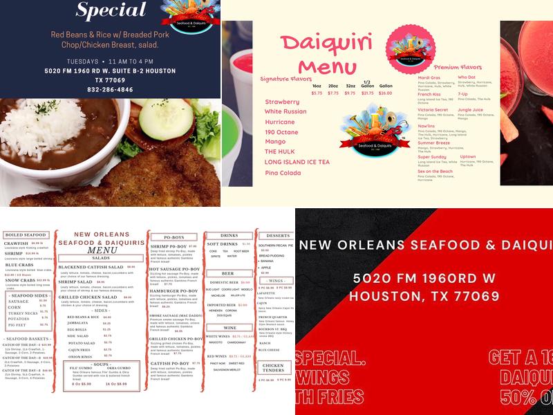 New Orleans Seafood & Daiquiris Menu