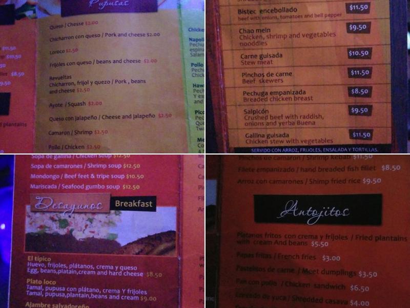 2 Tierras Menu