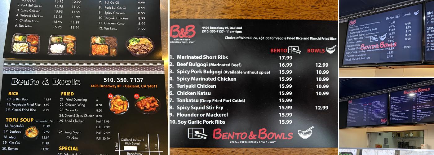 Bento & Bowls Menu