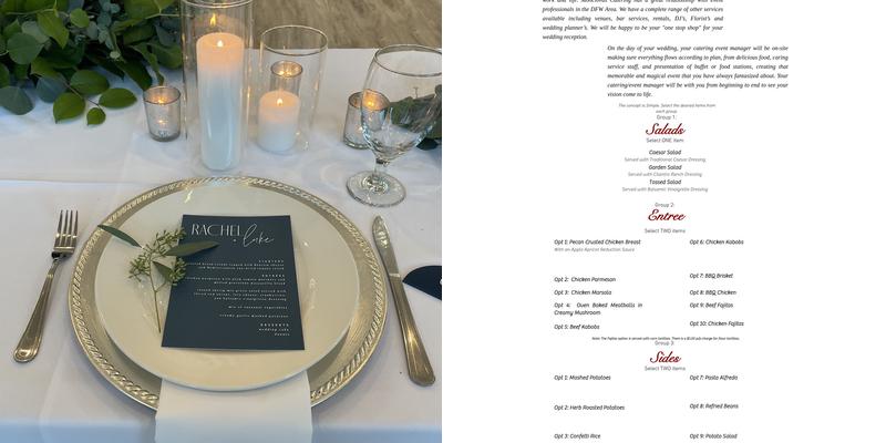 Monclovas Catering Menu