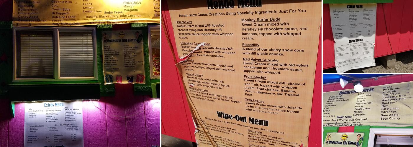Bodacious Cones Irving Menu