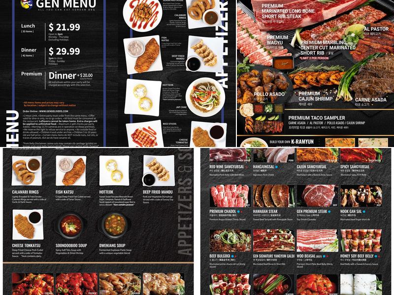 Gen Korean BBQ House Menu