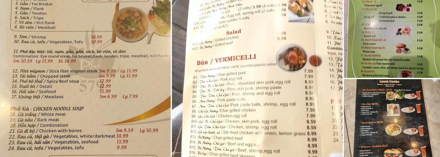 Pho 579 Menu