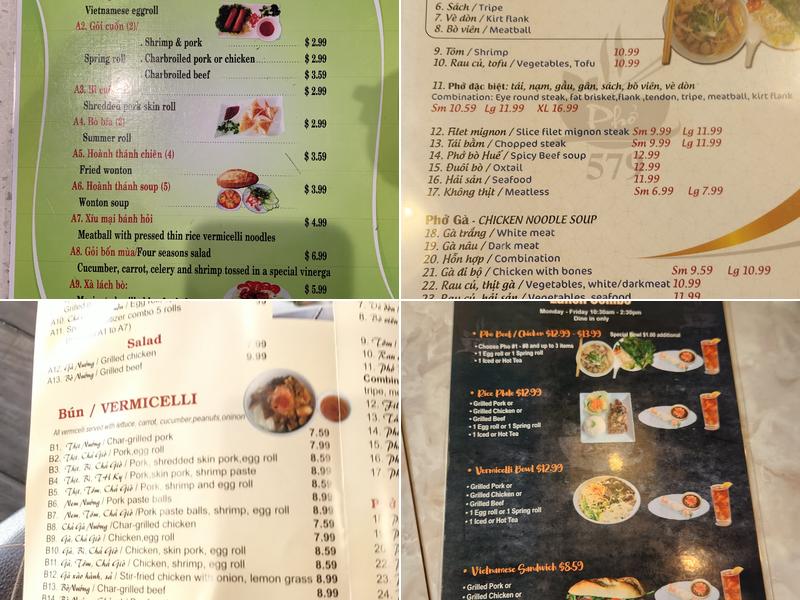 Pho 579 Menu