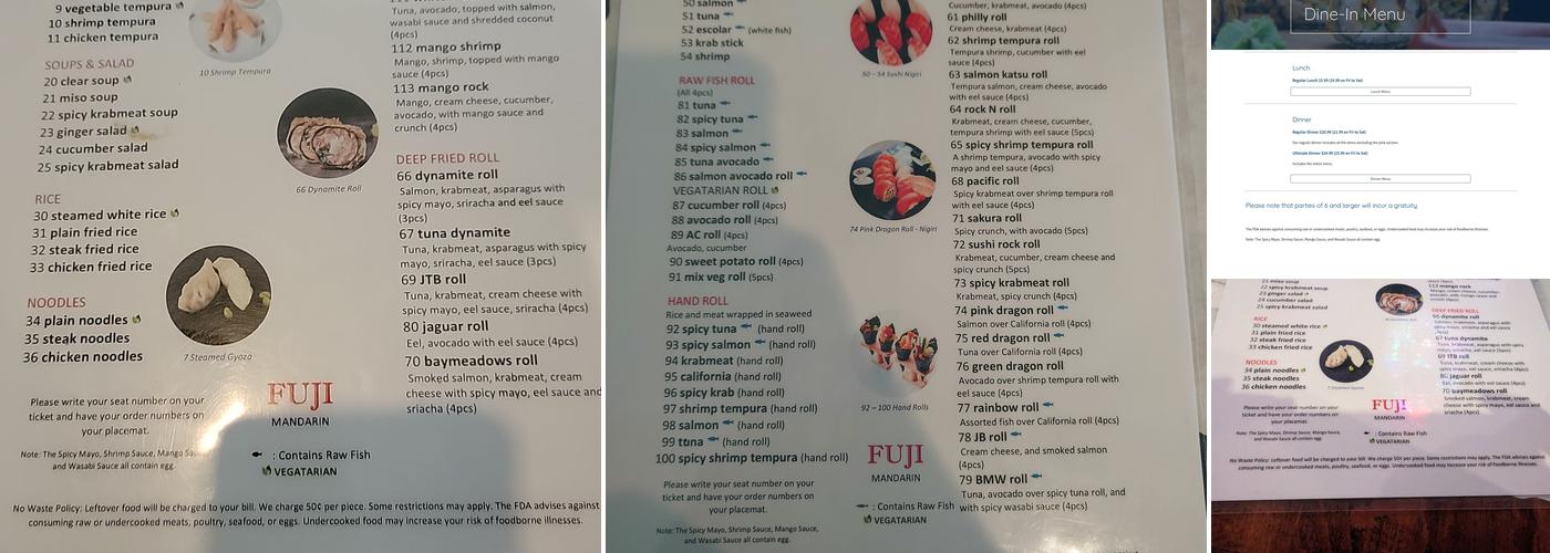 Fuji Sushi 3 (Mandarin) Menu