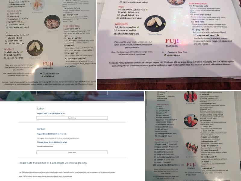 Fuji Sushi 3 (Mandarin) Menu