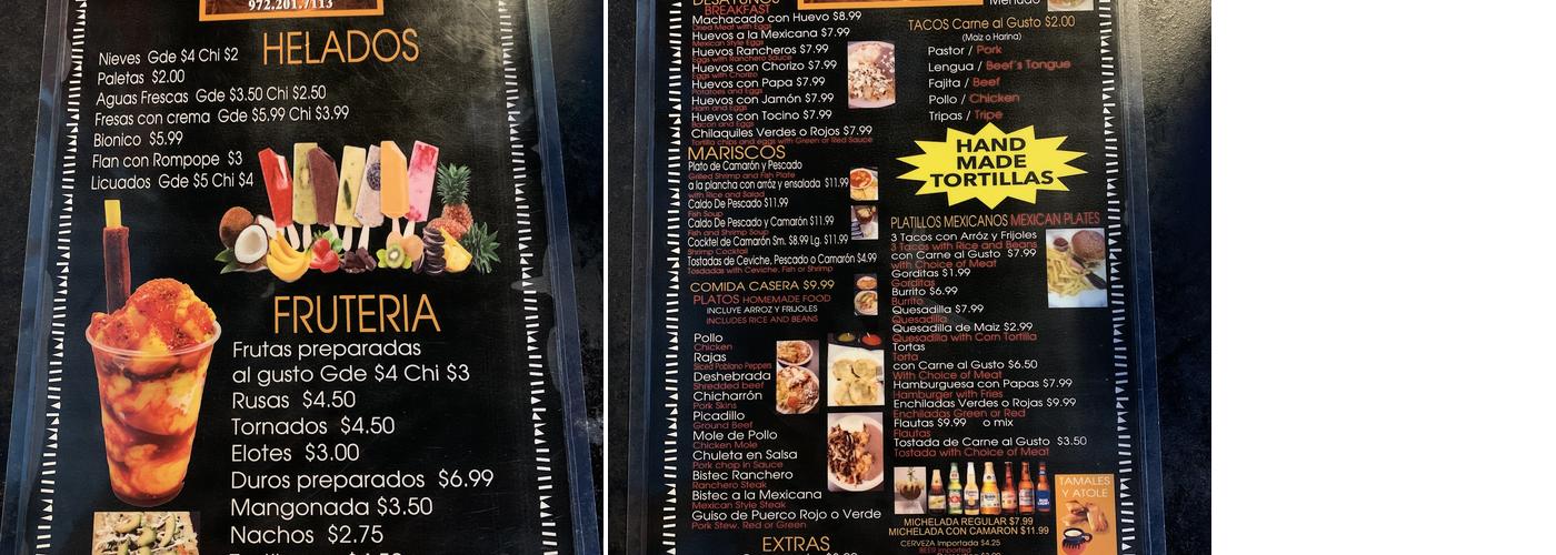 Los Arcos Menu