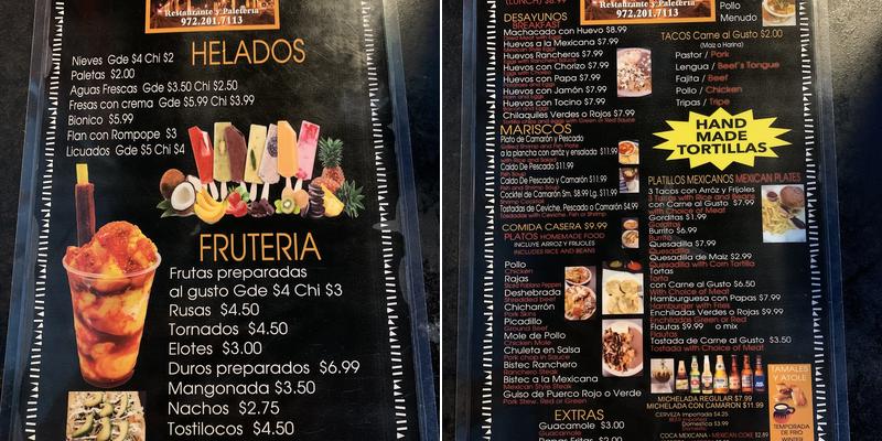 Los Arcos Menu