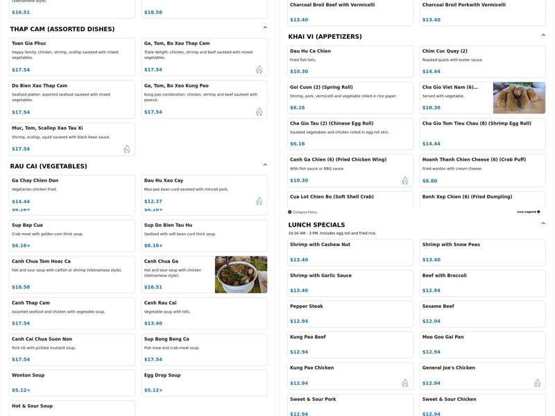 A Dong Vietnamese & Chinese Restaurant @DeZavala Menu