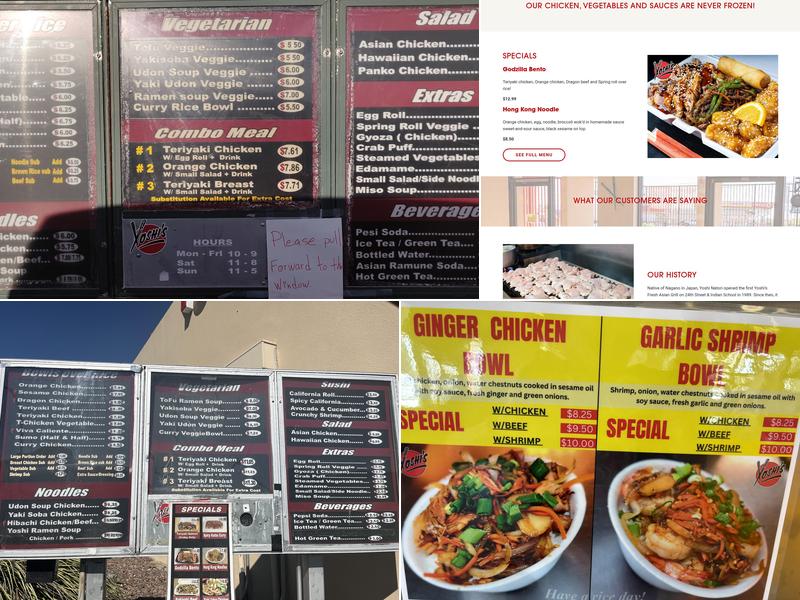 Yoshi's Fresh Asian Grill Menu