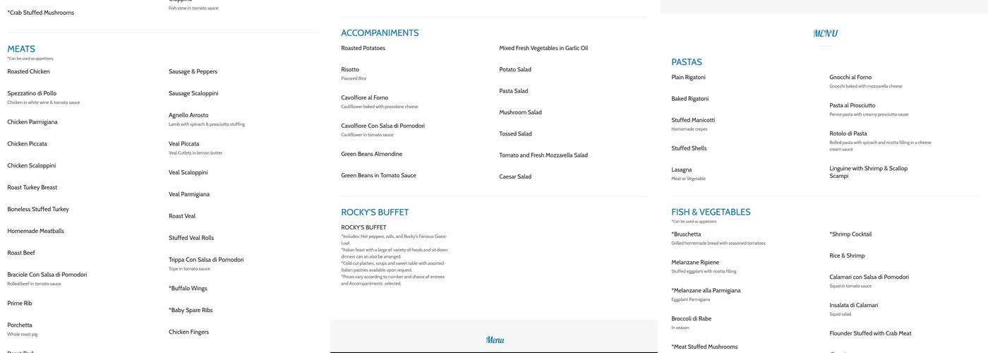 Rocky's Catering Menu