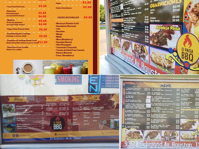 El Paisa BBQ Menu