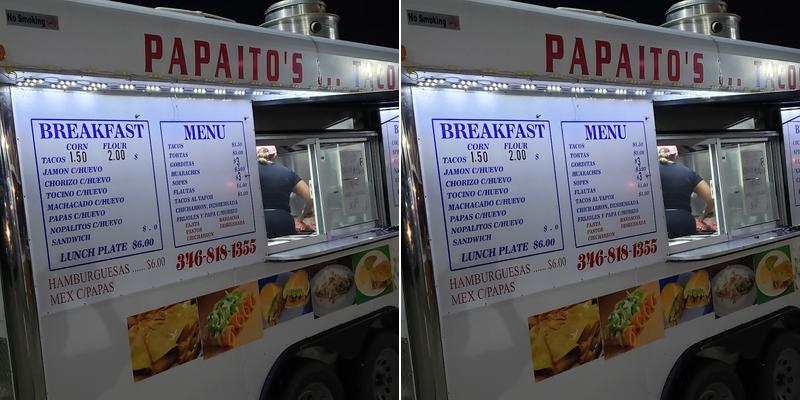 Papaitos Tacos Menu