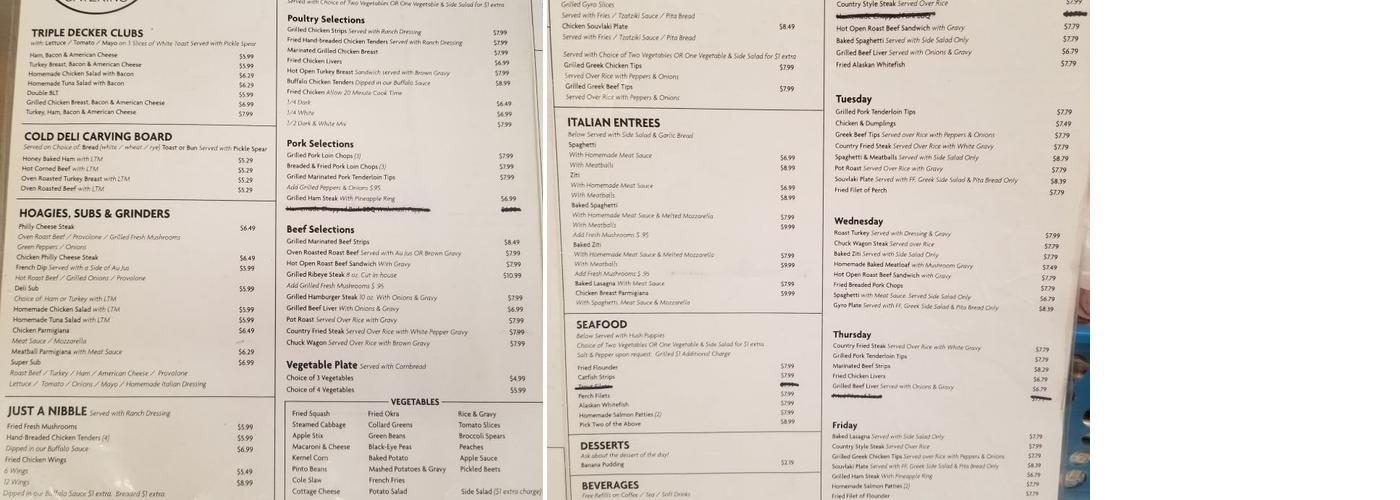 Cozy Corner Catering Menu