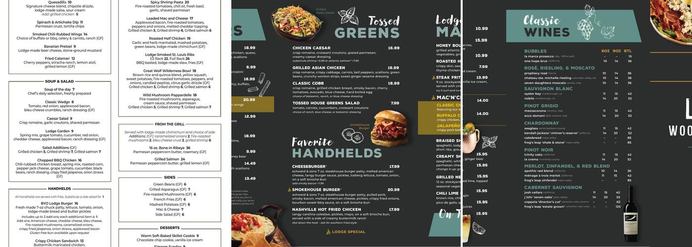 Lodge Wood Fired Grill Menu