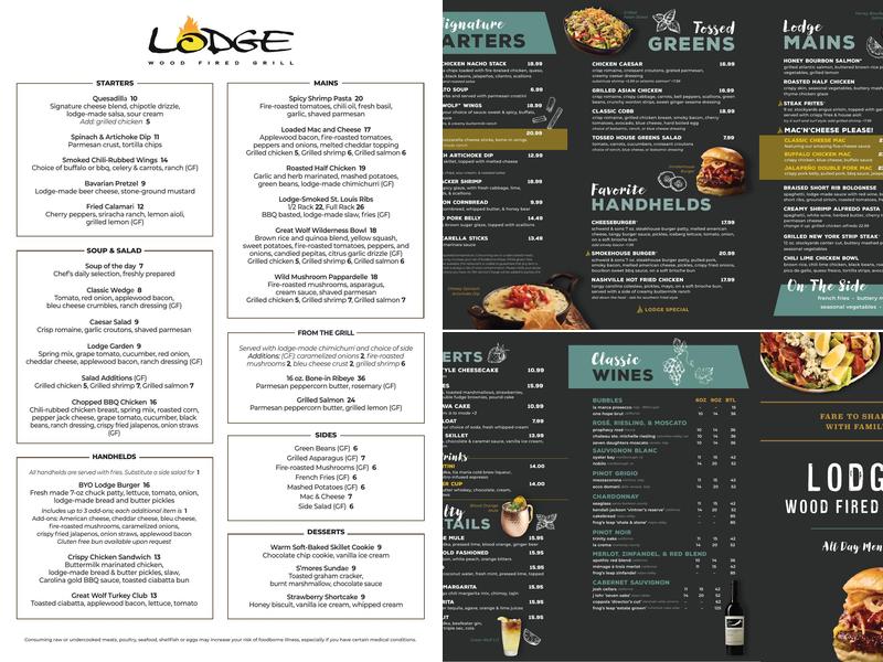 Lodge Wood Fired Grill Menu