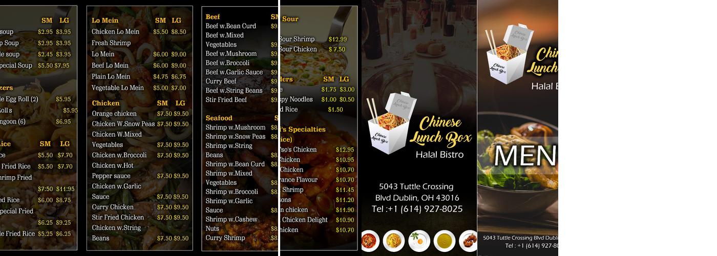 Halal China Bistro Menu